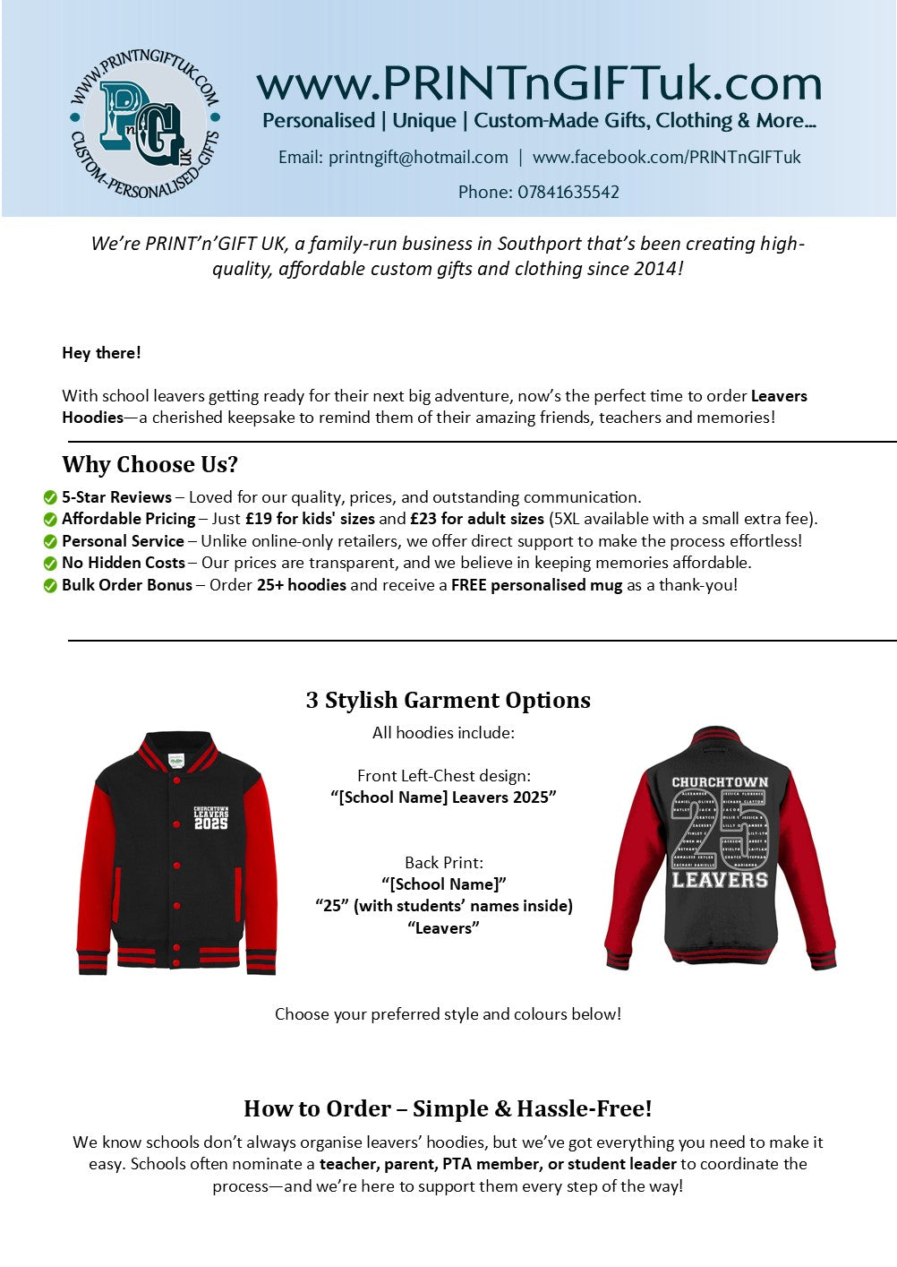 2025 LEAVERS HOODY INFO PACK & DEPOSIT