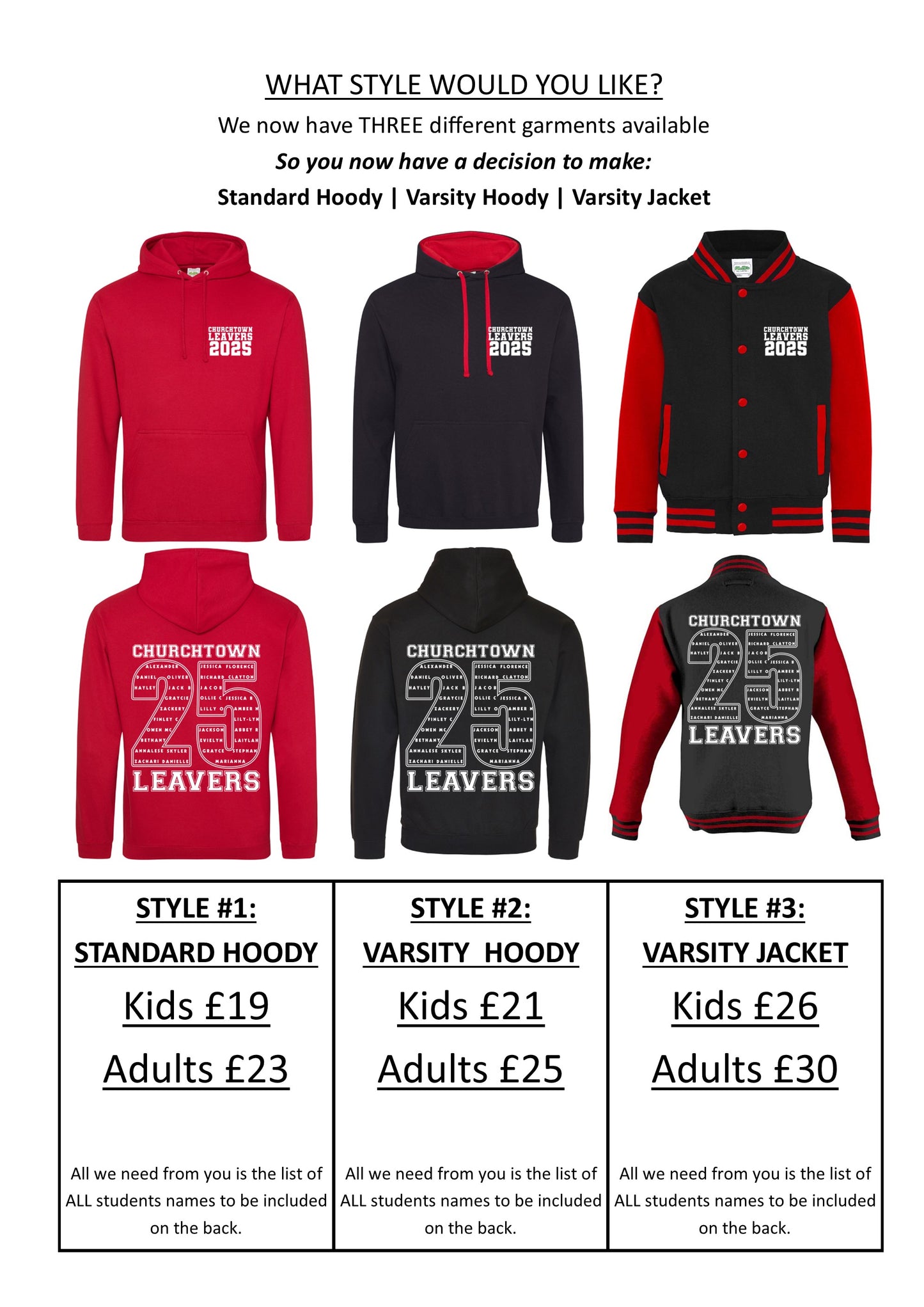2025 LEAVERS HOODY INFO PACK & DEPOSIT