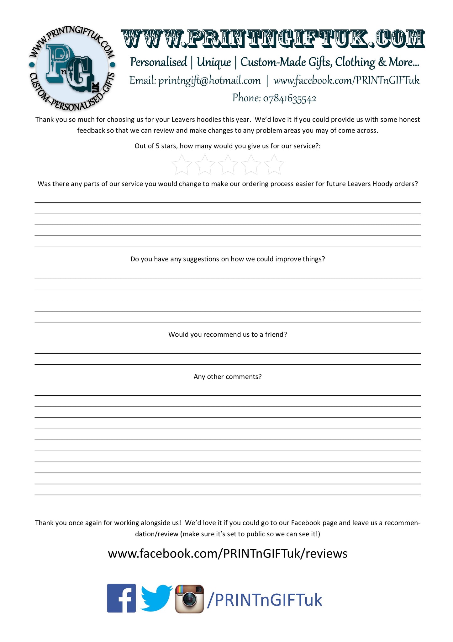 2025 LEAVERS HOODY INFO PACK & DEPOSIT
