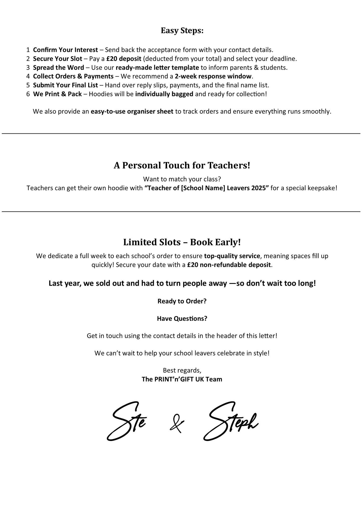 2025 LEAVERS HOODY INFO PACK & DEPOSIT