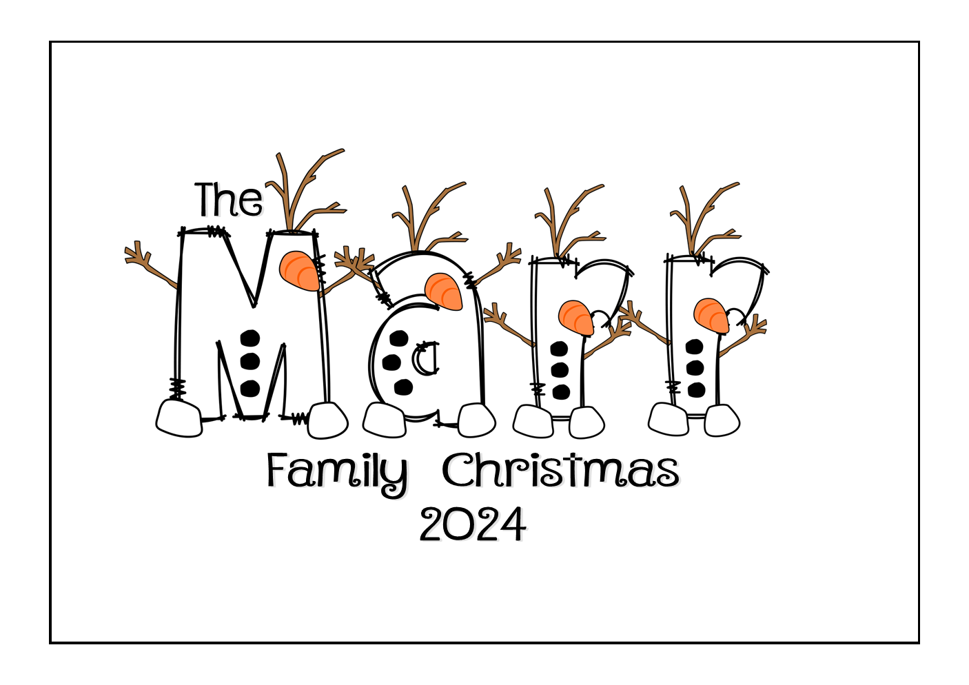 Personalised Snowman Family Christmas Print