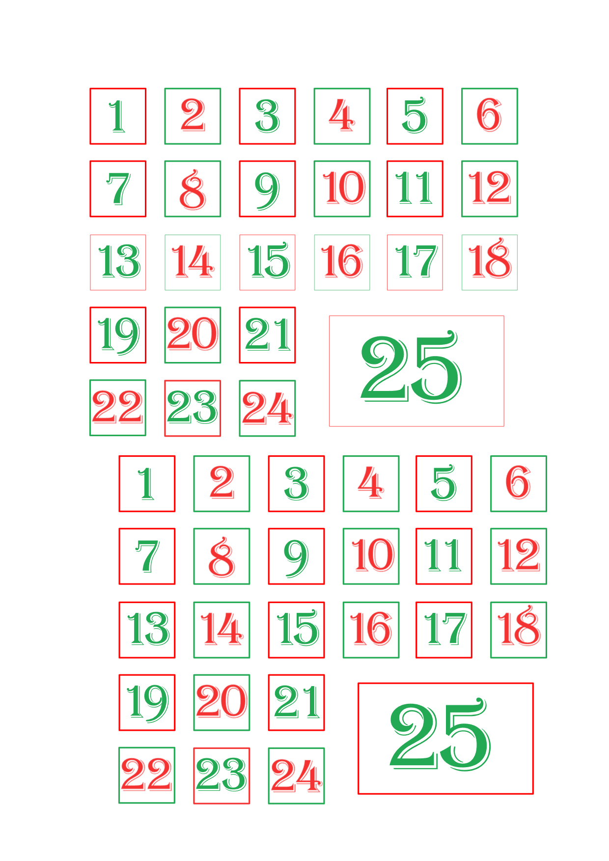 2x Advent Calendar Number Stickers