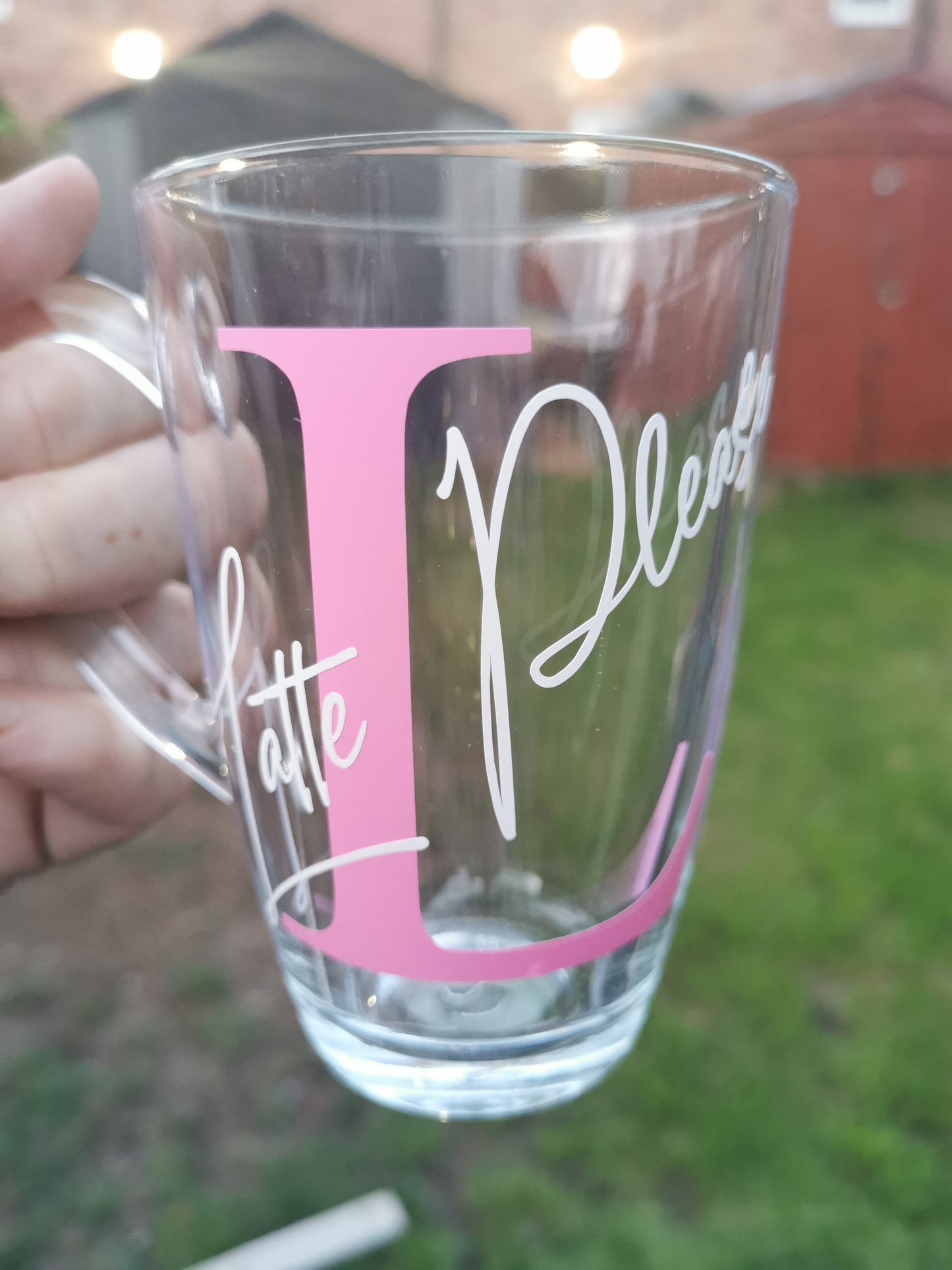 Custom Glass Coffee Mugs with Personalisation - Initial and Name or your choice of drink "Coffee Please"