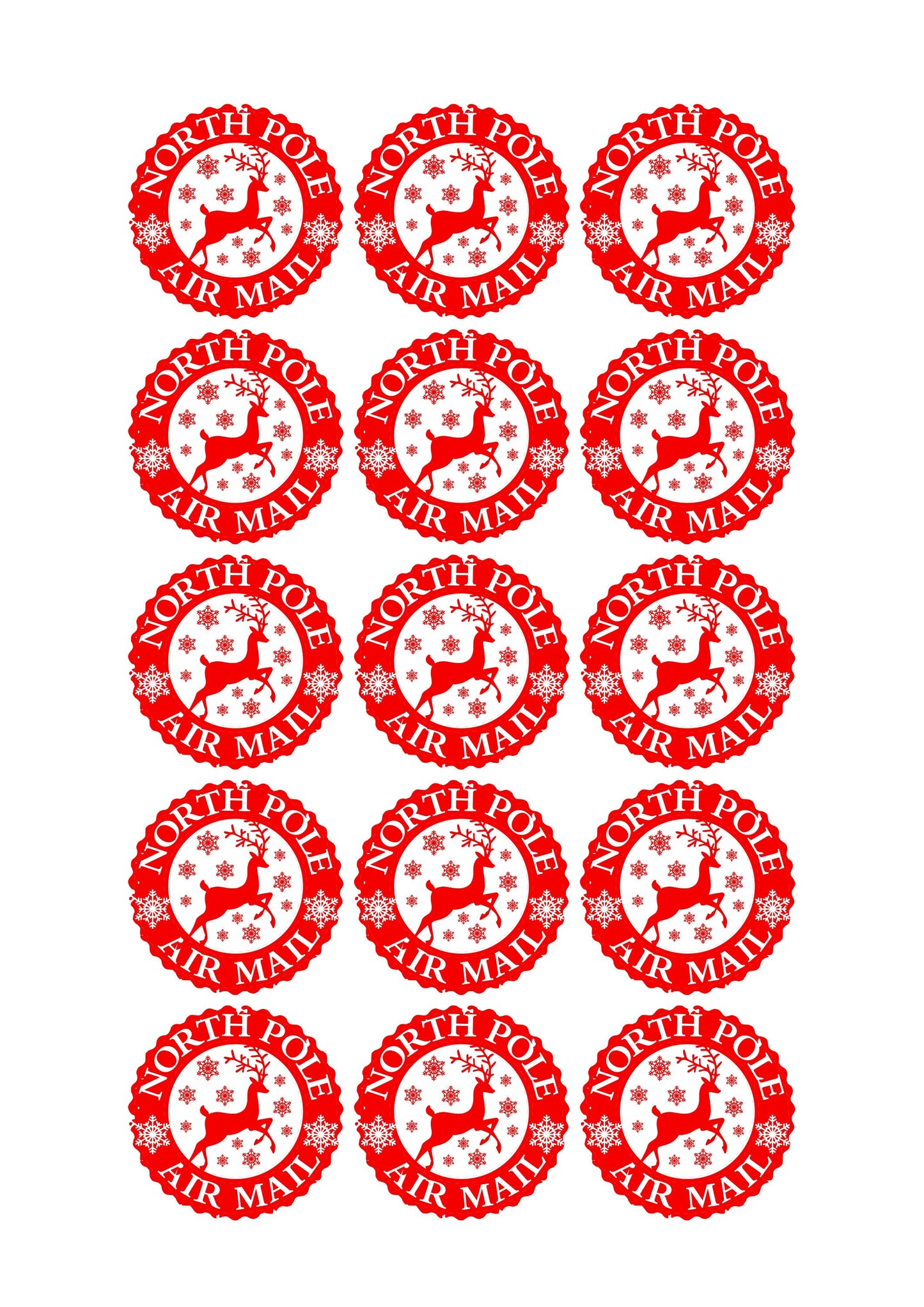 A4 Sheet: North Pole Air Mail Christmas Stickers