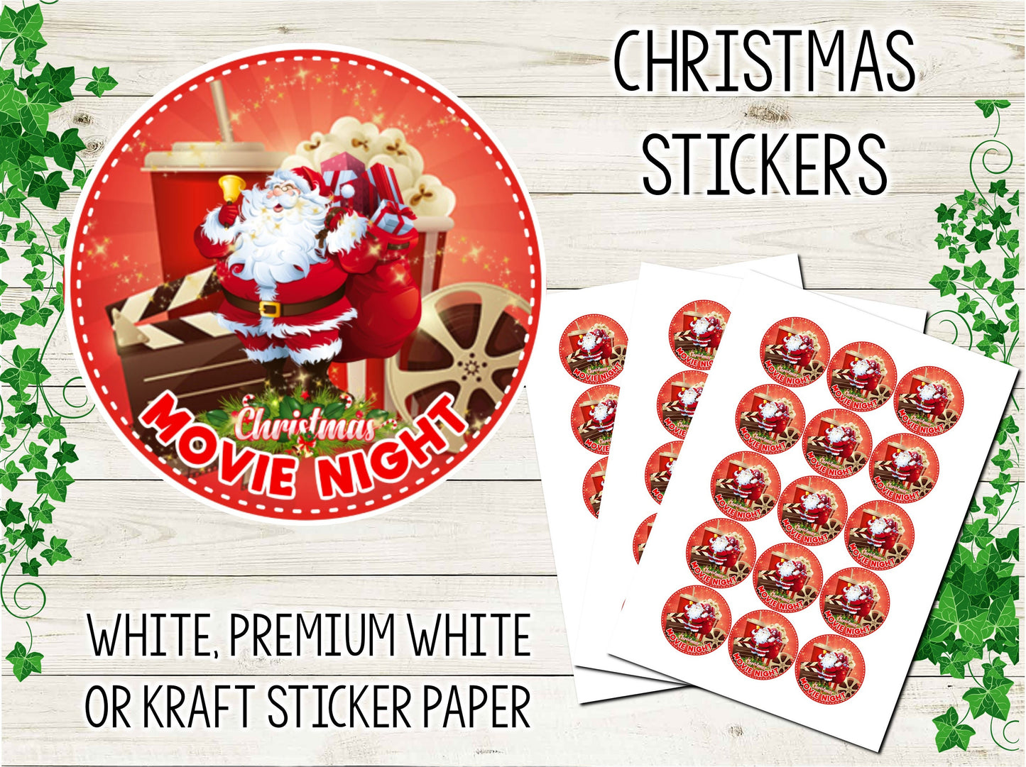 A4 Sheet: Christmas Movie Night Stickers
