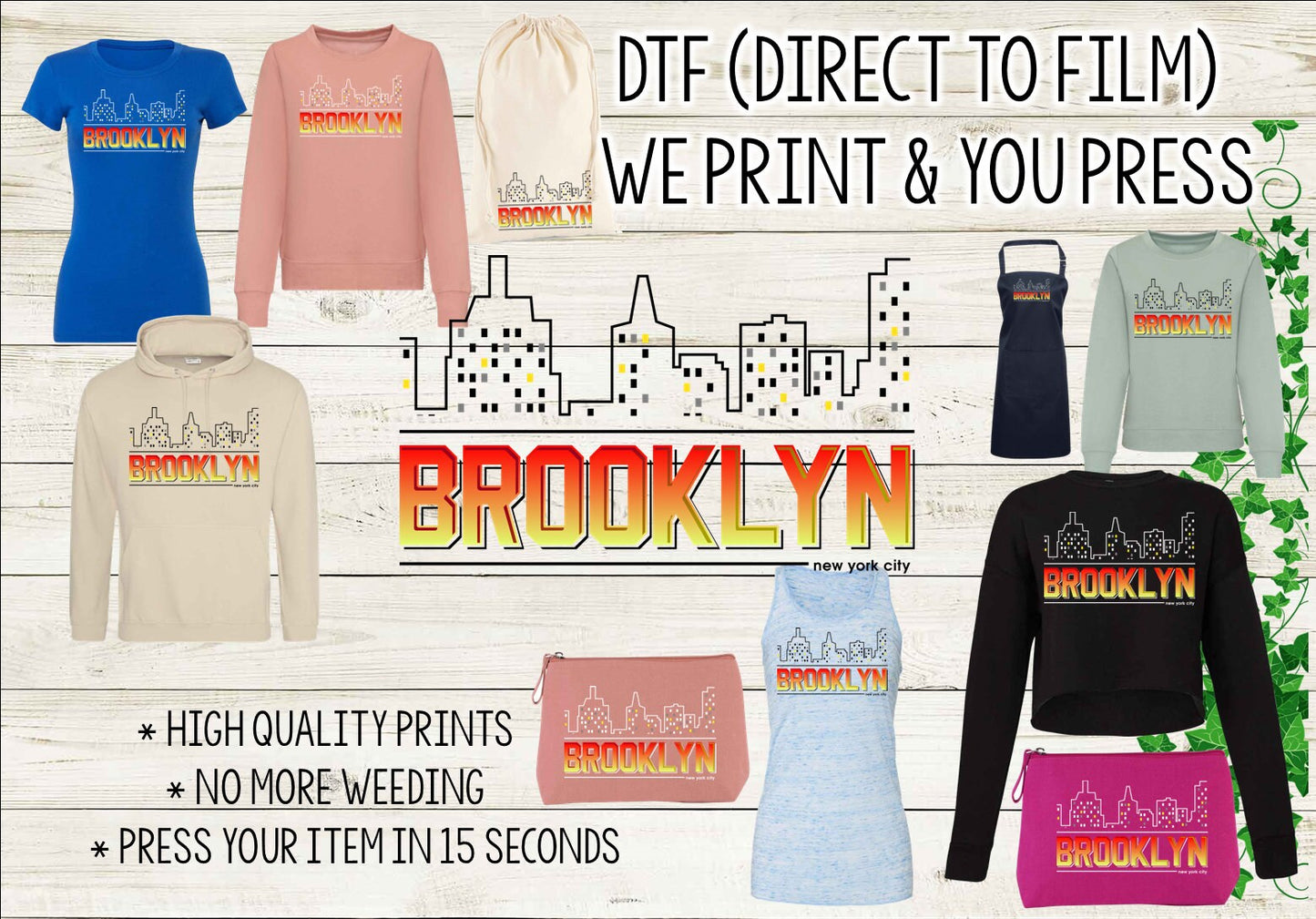 DTF Transfer: "Brooklyn" Skyline Design