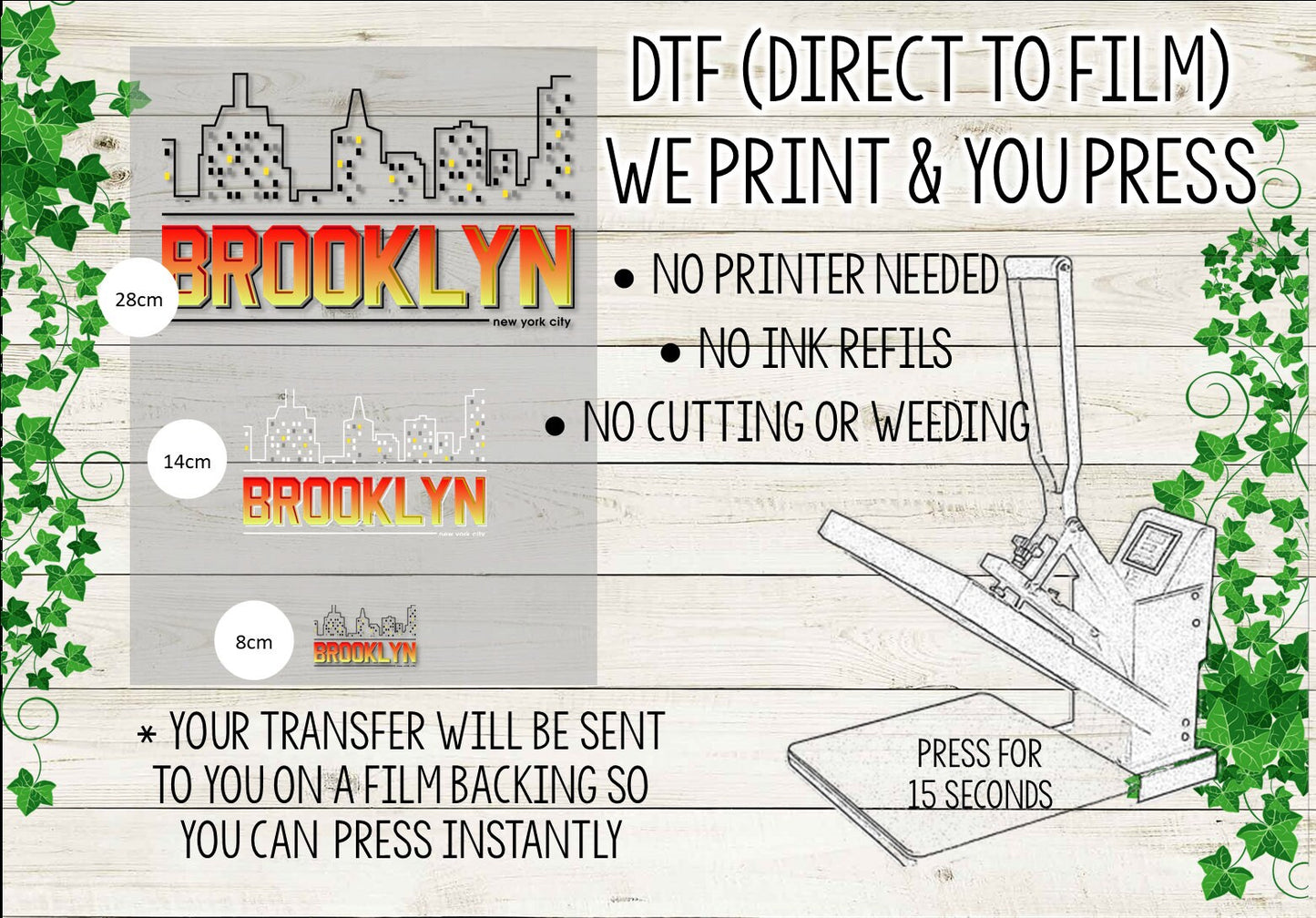 DTF Transfer: "Brooklyn" Skyline Design