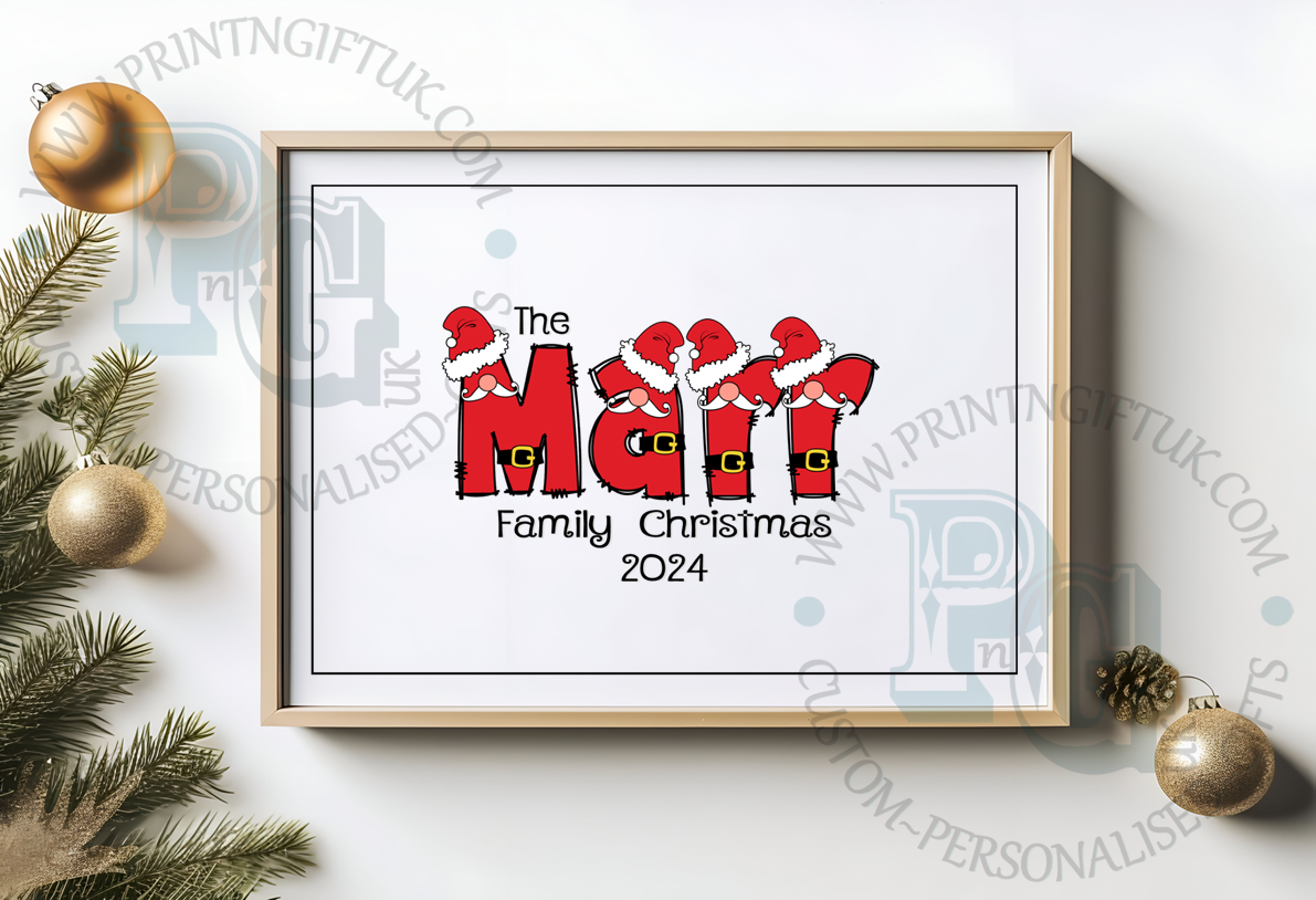 Personalised Santa Family Christmas Print