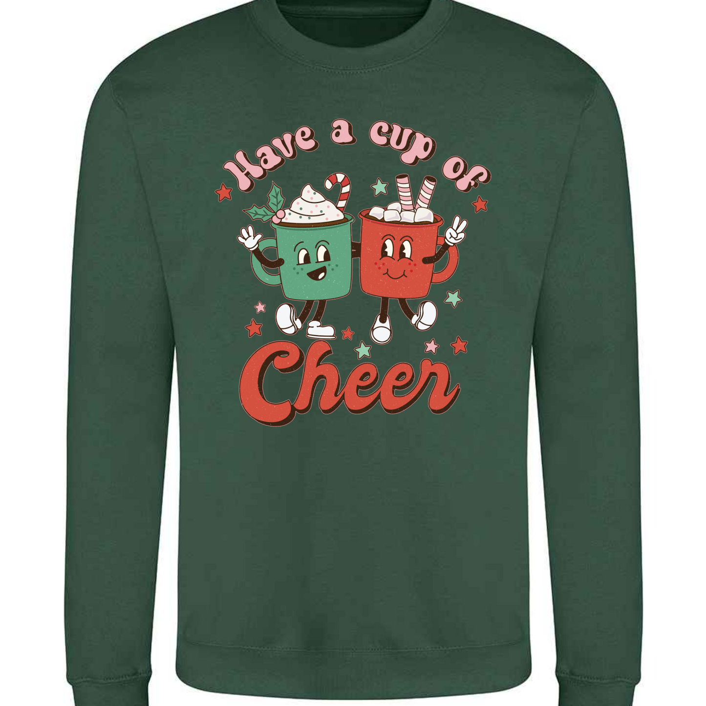 *Cup of Festive Cheer* Retro Christmas Sweatshirt Jumper