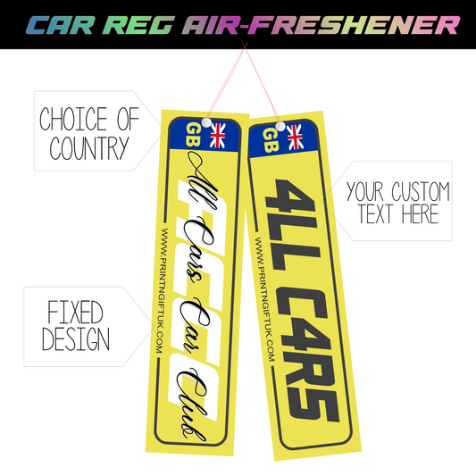 ACCC CUSTOM NUMBER PLATE AIR-FRESHENER - WITH COUNTRY