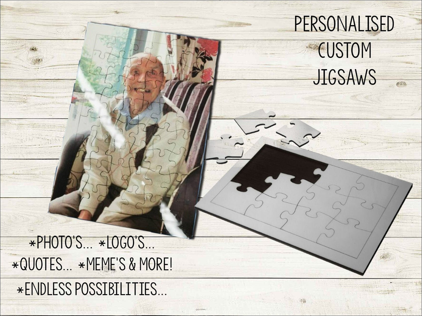 Custom, Personalised Jigsaw Puzzle | Hardwood with solid backing board | High Gloss | Your Own Photo, Image or Theme | A4 | 48 Pieces | Gift