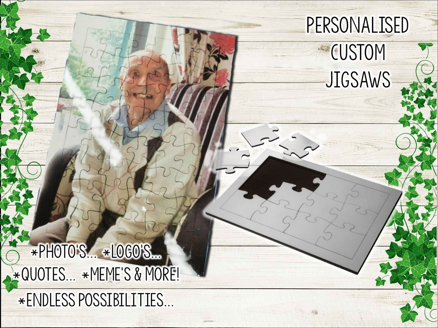 Custom, Personalised Jigsaw Puzzle | Hardwood with solid backing board | High Gloss | Your Own Photo, Image or Theme | A4 | 48 Pieces | Gift