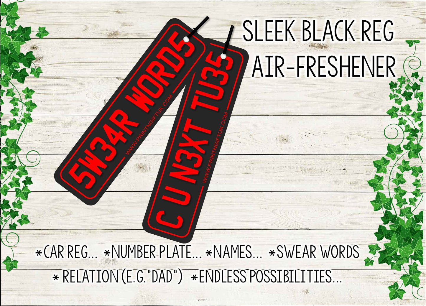 Sleek Black Number Plate Car Air Freshener