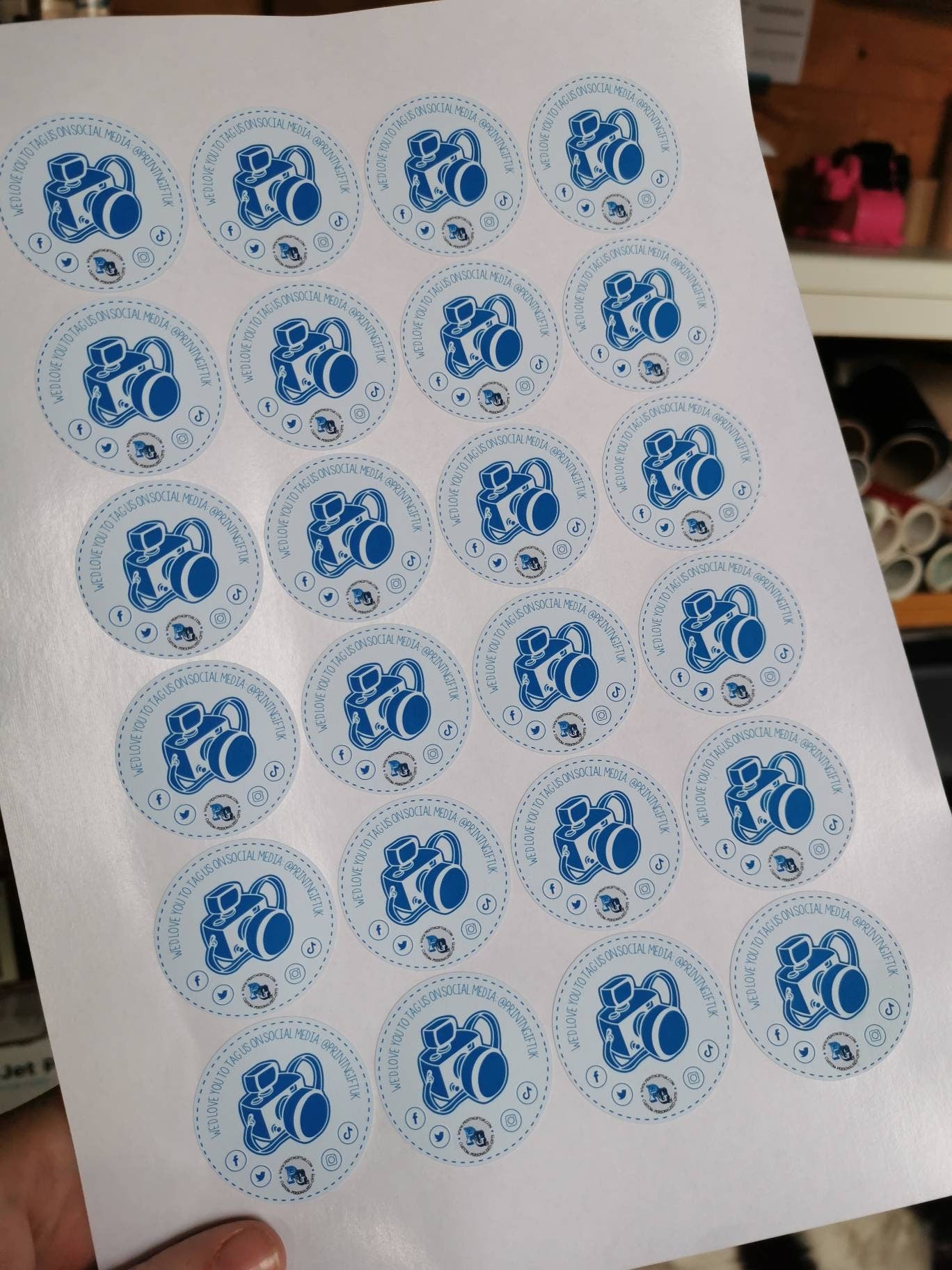 A4 Sheet "Tag Us" Stickers for business