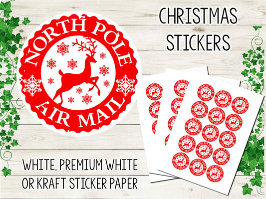 A4 Sheet: North Pole Air Mail Christmas Stickers