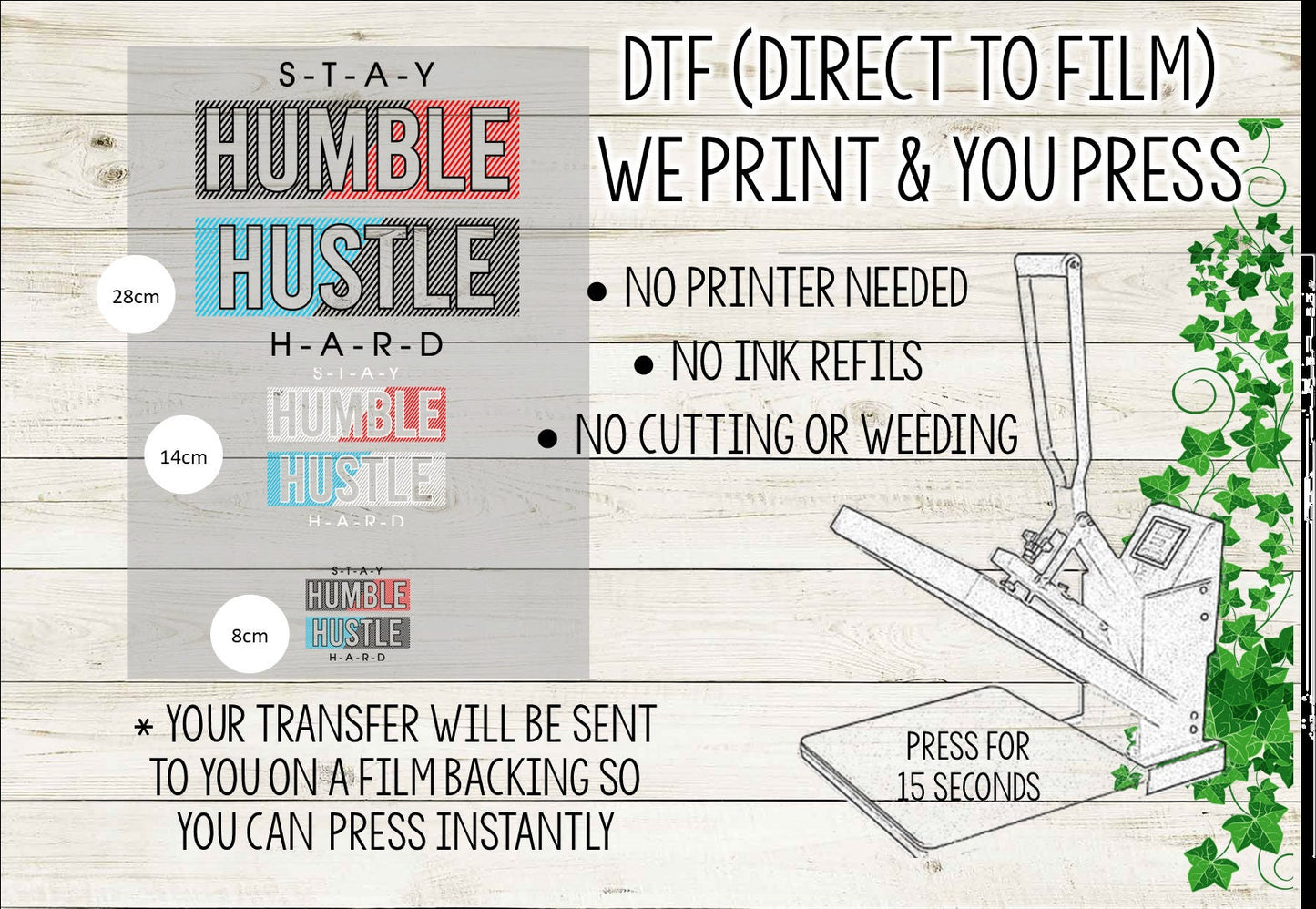 DTF Transfer: "Stay Humble, Hustle Hard" Design