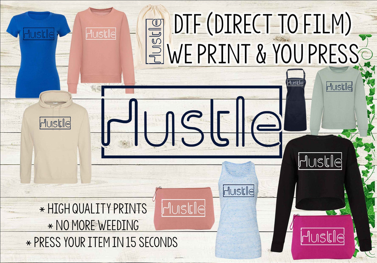 DTF Transfer: "Hustle" Design