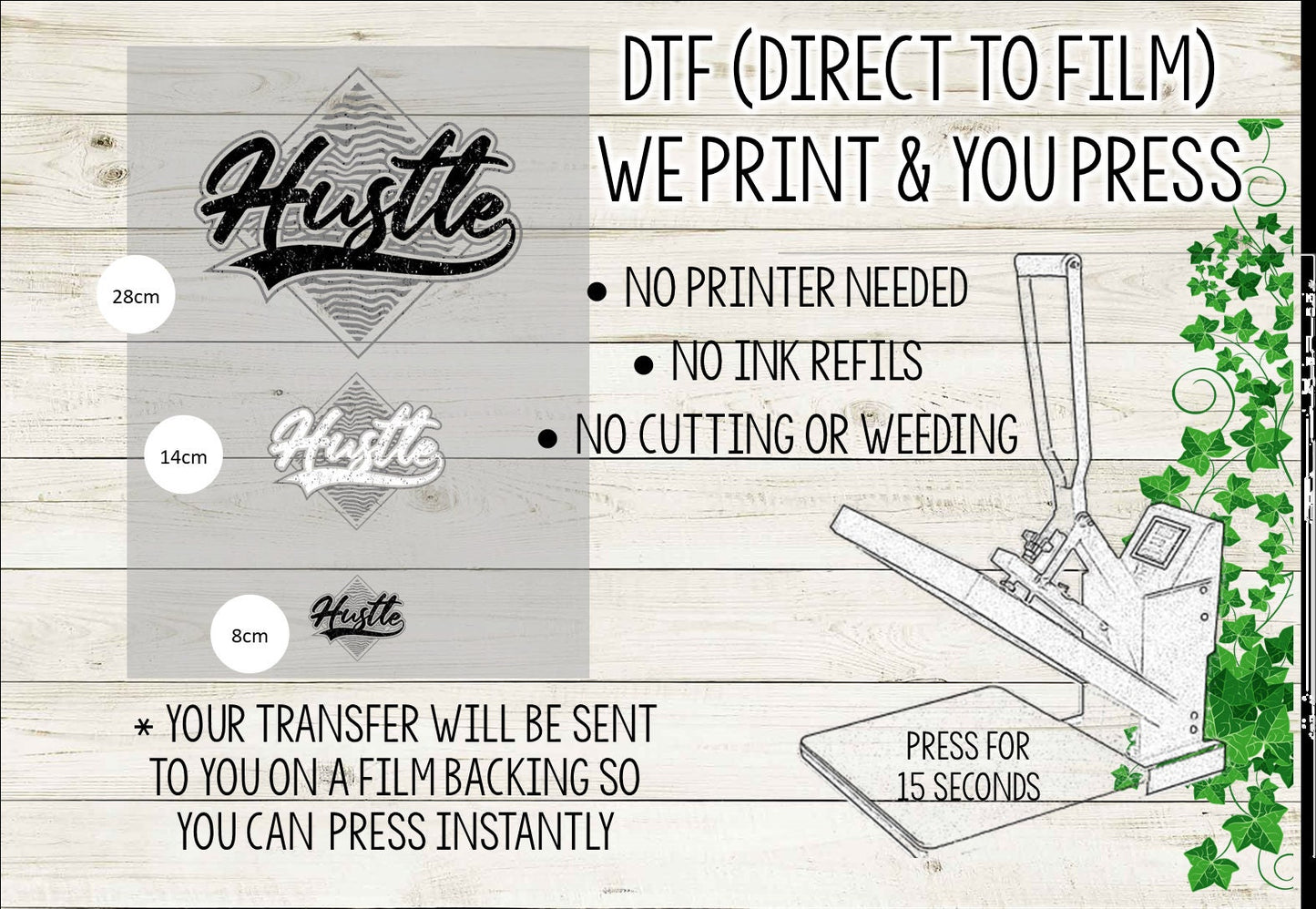 DTF Transfer: "Hustle" Logo