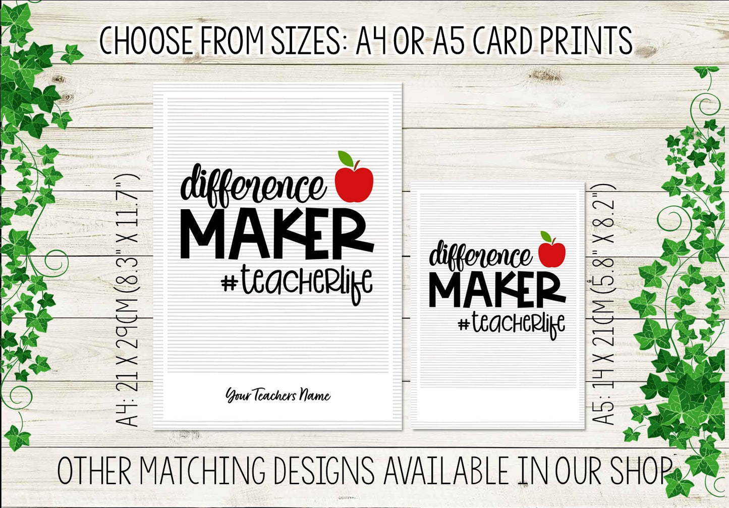 "Difference Maker #teacherlife" Teacher Wall Art Print